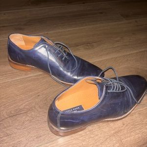 Cole Haan Williams Postman Plain Navy Blue Leather Oxfords Mens Size 8.5
